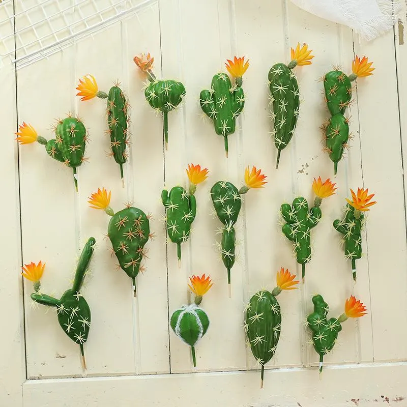 Fleurs décoratives 1 PC Artificielle Cactus Faux Plantes Succulentes DIY En Plastique Vert Désert Plantes Décoration De La Maison Pour Bureau Bureau Jardin Pographie