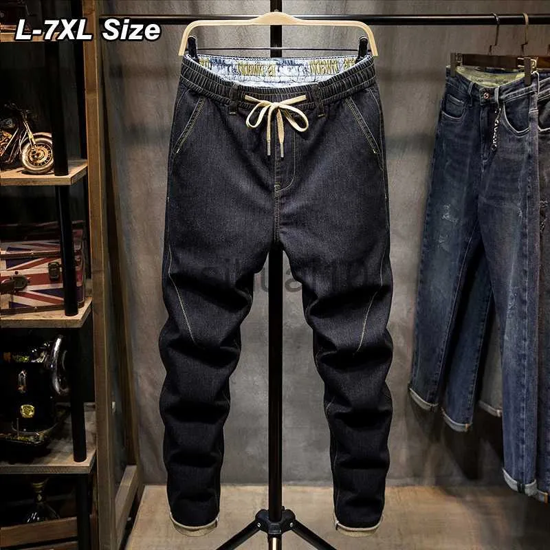 Heren Jeans Lente Zomer Heren Dunne Jeans Plus Size Losse Hip Hop Harembroek Mode Elasticiteit Zwarte Denim Broek Streetwear 5XL 6XL 7XL J230728