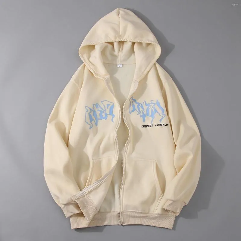 Hommes Hoodies Mode Lettre Imprimer Sweat Hip Hop Veste Tops Couleur Unie À Capuche À Manches Longues Moletom Masculinos