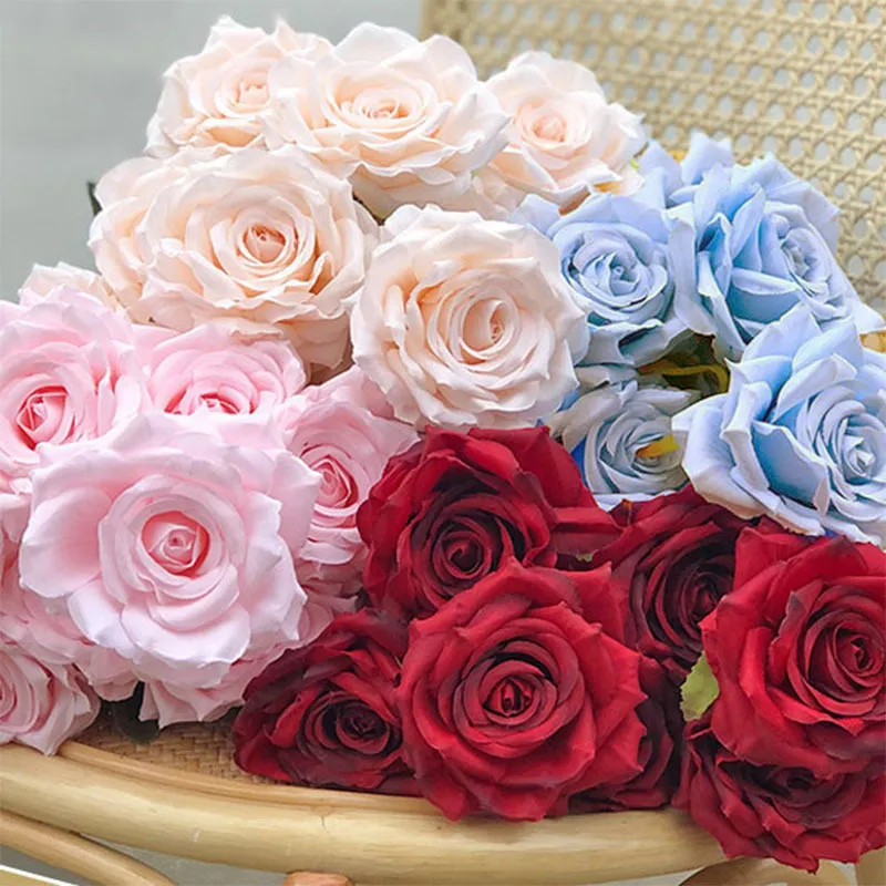 Fleurs décoratives Couronnes Artificielle Rose Plantes Feuilles Rose Soie Faux Décoration De La Maison Blanc Automne Bouquet Roses Fleur Bureau Décor 230731