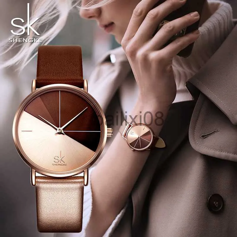 Andra klockor SK Luxury Leather Watches Women Creative Fashion Quartz Watches för Reloj Mujer 2019 Ladies Wrist Watch Shengke Relogio Feminino J230728