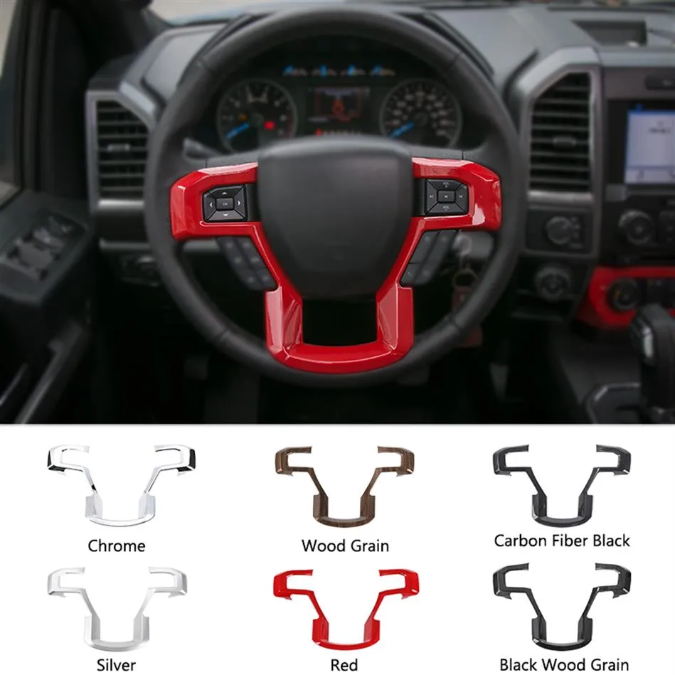 Accesorios de decoración de embellecedor de volante grande ABS para Ford F150 2015 UP Car Styling Interior Accessories2227