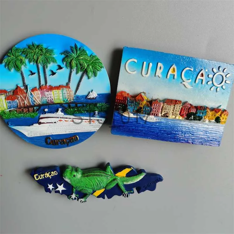 Calamita da frigorifero 3D Curacao Paesi Bassi souvenir da viaggio magnete decorazione frigorifero dipinto a mano artigianale
