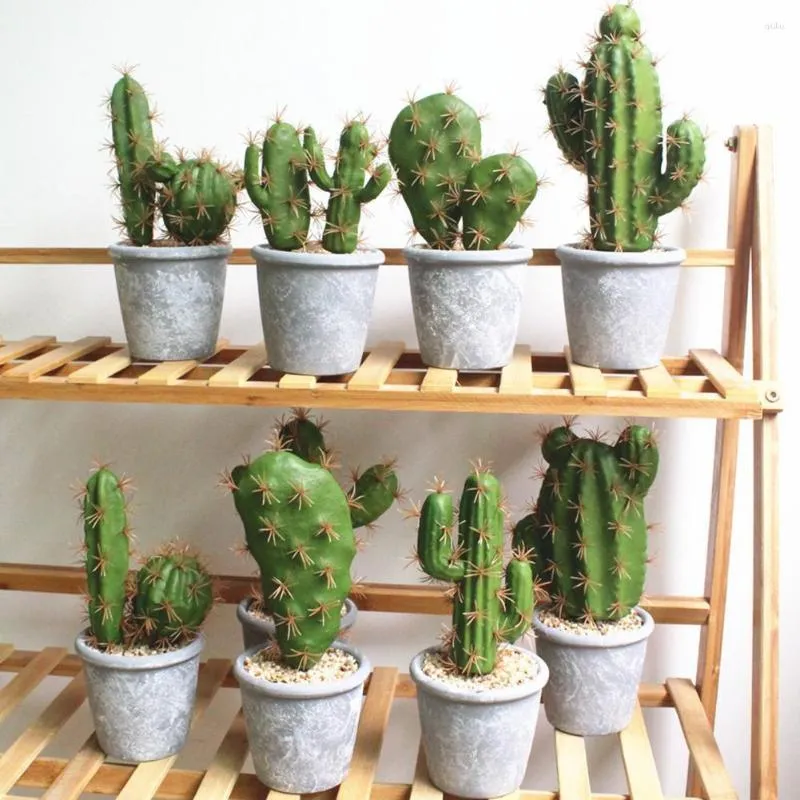 Flores decorativas Planta falsa prática Realista Cactus em vaso Ornamental Simulação útil Decoração de jardim simples