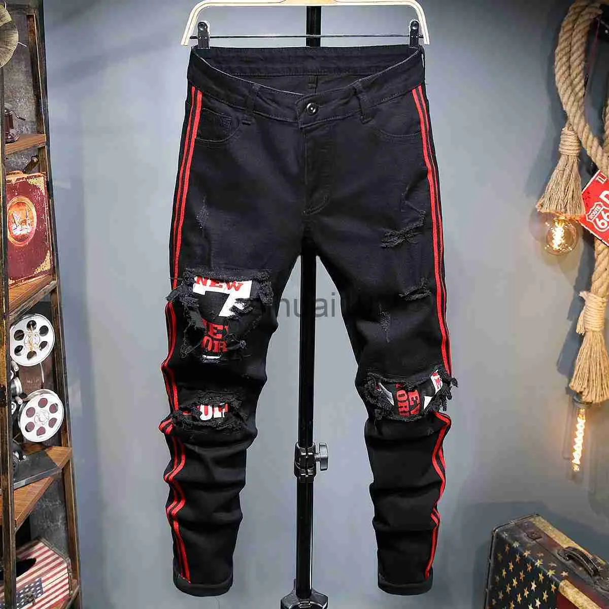 Mens Jeans NEW Trendy Mens Street All Match Jeans Hot Mens Skinny Stretch Denim Pants Distressed Ripped Freyed Slim Fit Jeans Trousers J230728 From 16 08 DHgate