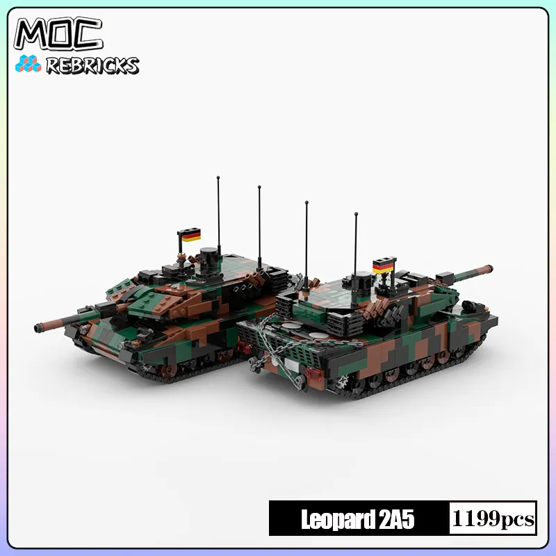 Blocs Militaire Guerre MOC Leopard 2A5 Char de Combat Principal Peut Transporter Des Soldats Bloc De Construction Modèle Collection Ensembles DIY Jouets Enfants Cadeaux 230731