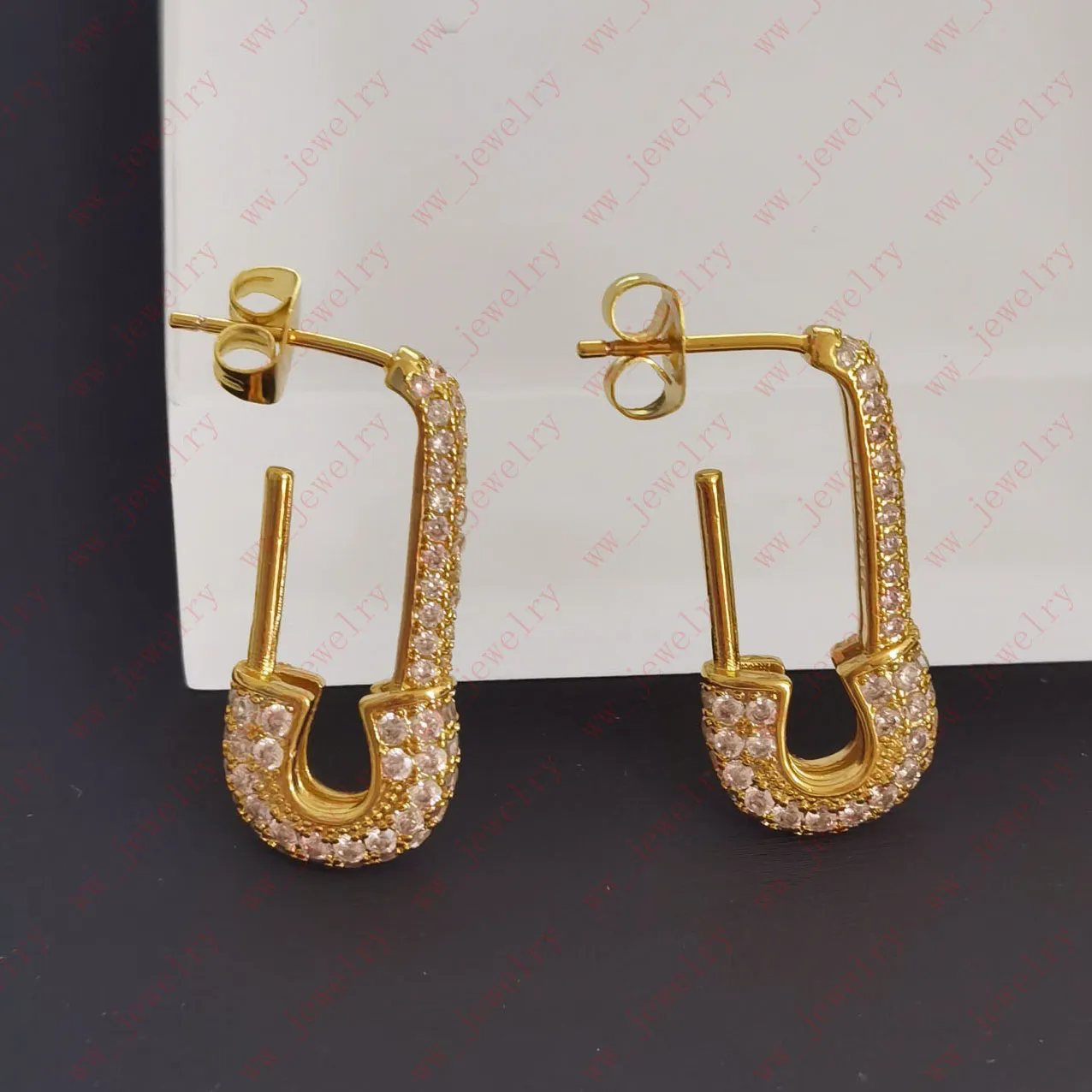 Trombone simple plaqué or parsemé de boucles d'oreilles en zircon Charme, dames de créateurs mode géométrique commute tempérament de luxe, fête Saint Valentin Noël