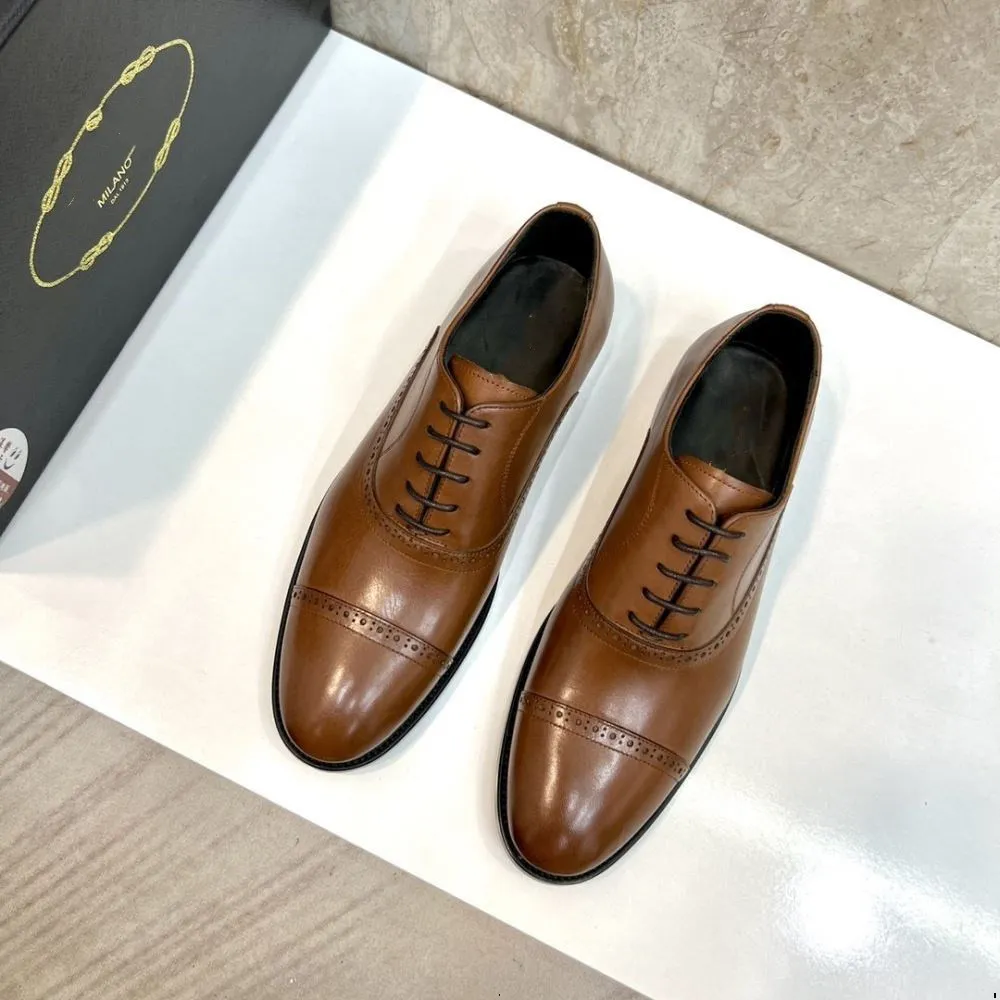 4model Mens Designer Luxury Dress Shoes Fashion Pointed Toe Men's Business Casual Shoes Brown Black Leather Oxfords Shoes Zapatos De Hombre