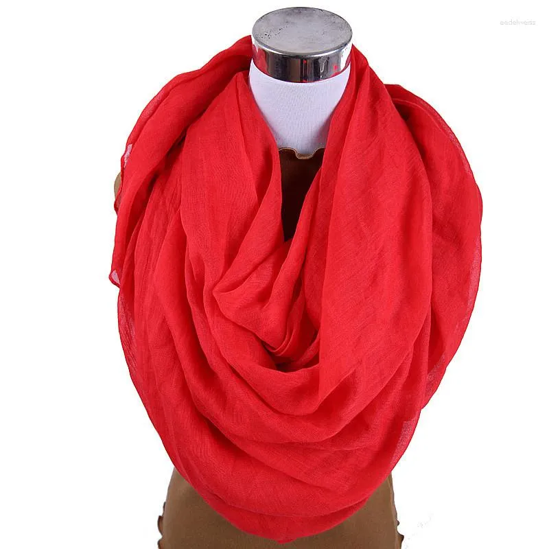 Foulards coréen couleur unie surdimensionné long coton lin plage crème solaire châle femmes hommes hiver cou Protection chaud foulard en soie B90