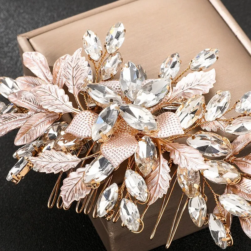 Flower Wedding Hair Combs Luxurious Hair Clip Barrettes Sparkling Rhinestone Hair Accessories Floral Headpiece Exquisite Jewelry