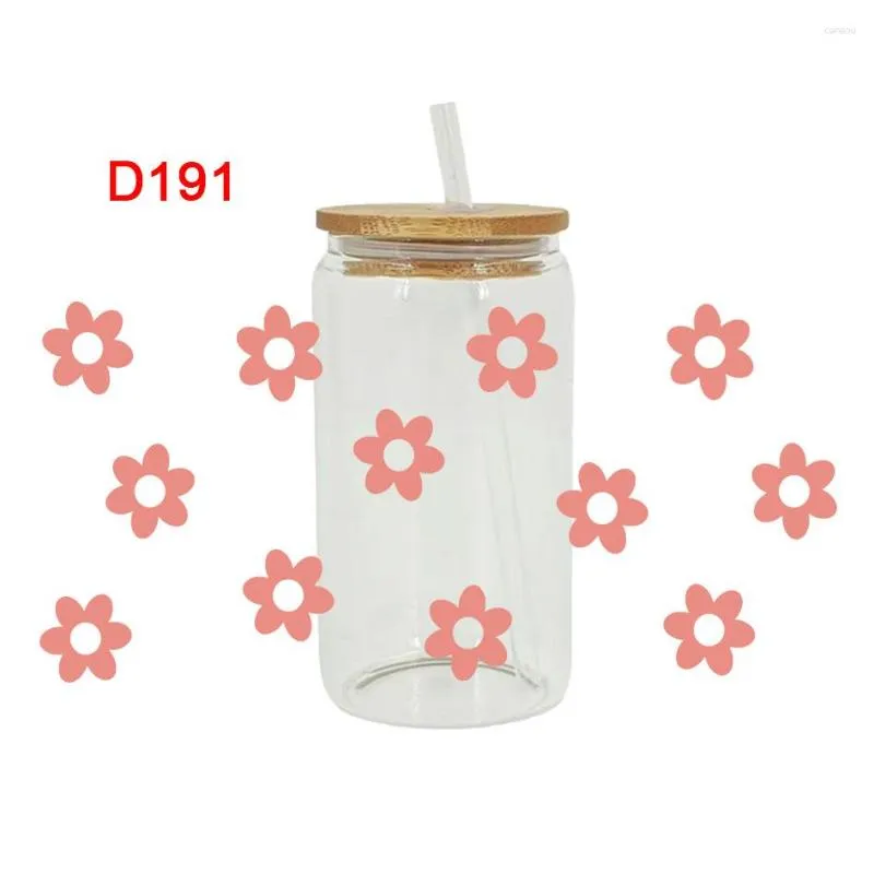 Garden Flowers UV DTF 16oz Glass Can Wrap