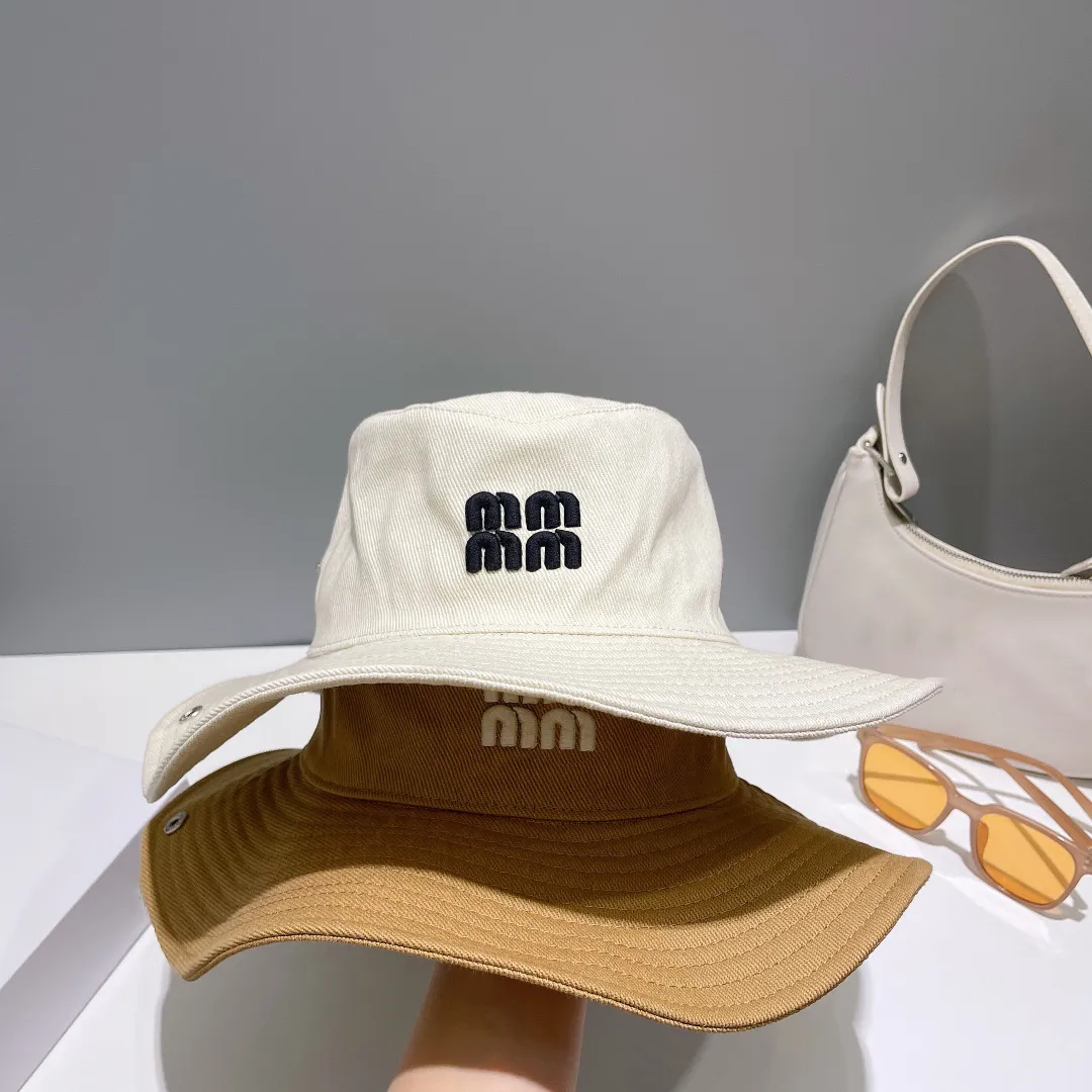 Överdimensionerad Brim Fisher Hat Canvas Solid Letter Brodery Flat Top Bucket Hat Outdoor Activity Beach Sunscreen Hat Stylish Popular Bob Hat