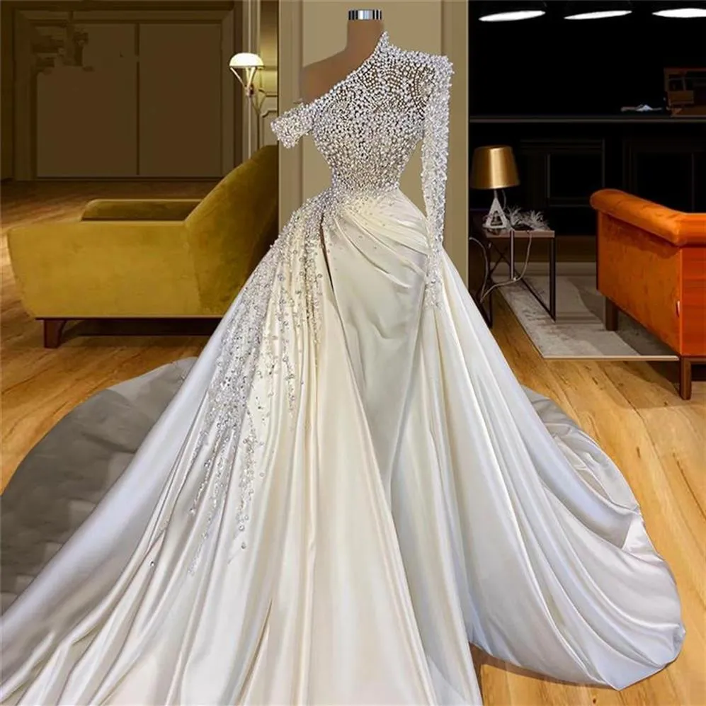 豪華な真珠のローブ・デ・マリー・ウェディングドレス