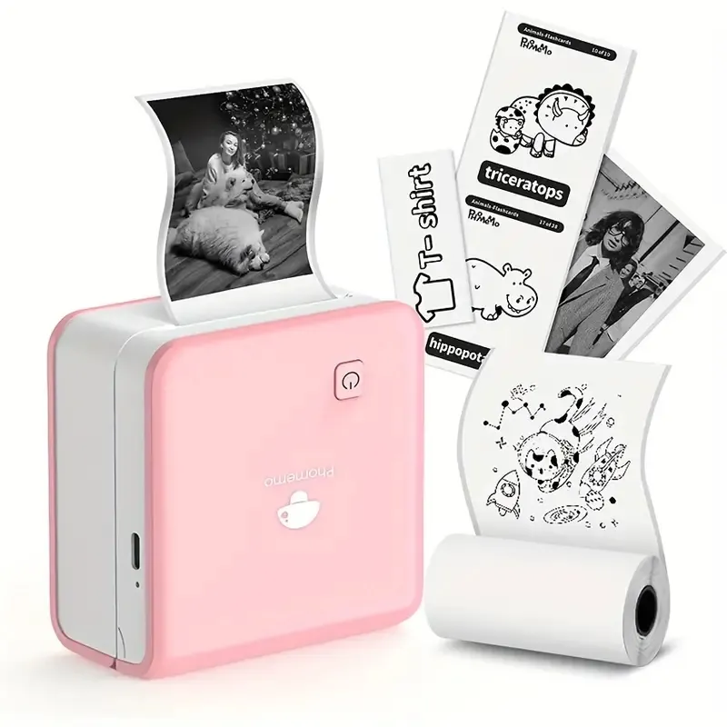 Phomemo M02PRO 300 dpi fotoprinter: thermische BT draagbare mini mobiele printer voor IOS Android - perfect voor het afdrukken van foto's - roze