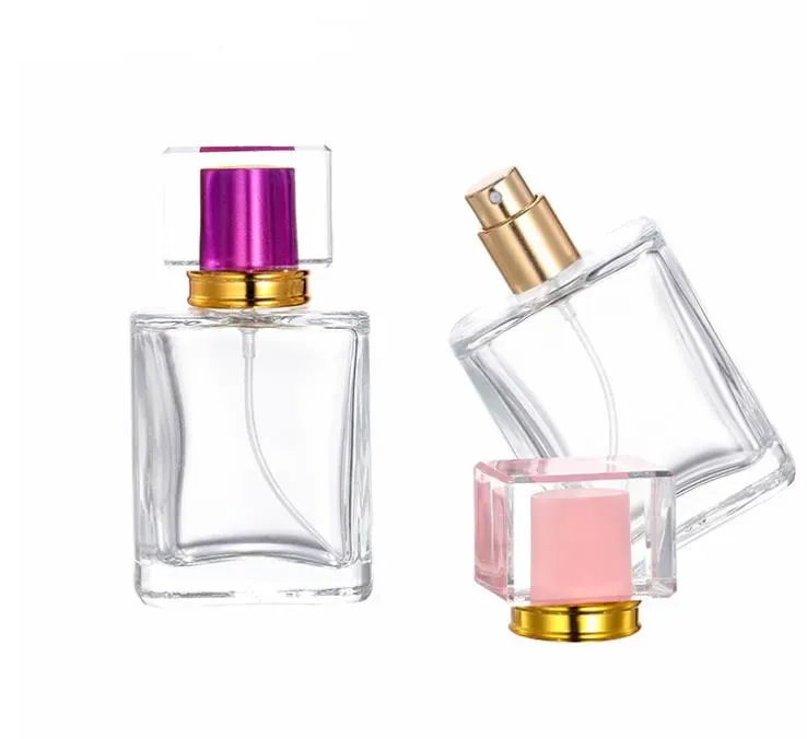 1.7Oz Empty Perfume Bottles Square ,50ML Clear Glass Spray Bottle Fine Mist Atomizer for Perfumes Aromatherapy SN4042