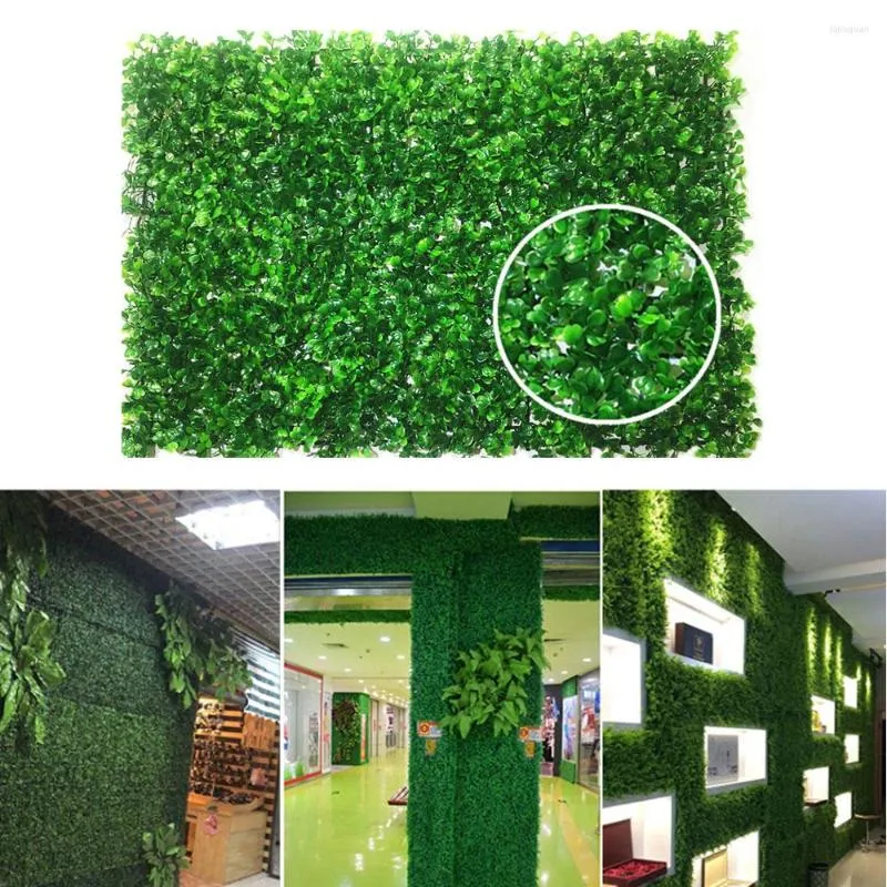 Fleurs décoratives 24 "x16" haies de buis artificielles panneaux herbe toile de fond mur UV protégé verdure pour décor de jardin extérieur