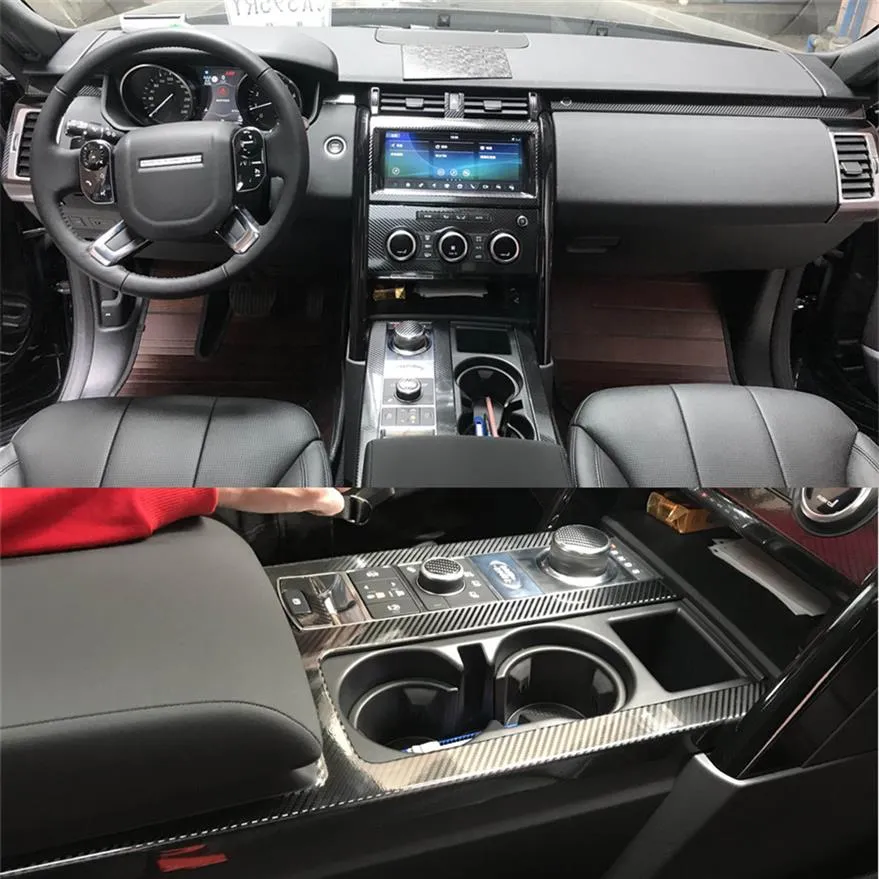 Per Land Rover Discovery 5 Pannello di controllo centrale interno Maniglia per porta Adesivi in fibra di carbonio 5D Decalcomanie Car styling Vinile tagliato269M