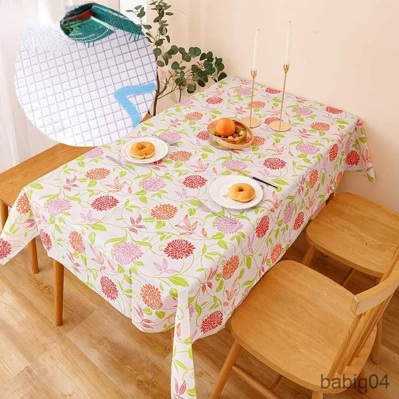 طاولة قطعة قماش بسيطة زهور النقطة نمط المائدة المائدة المائدة المائدة للزيت صافي شبكة Red مستطيل المكتب Table R230731