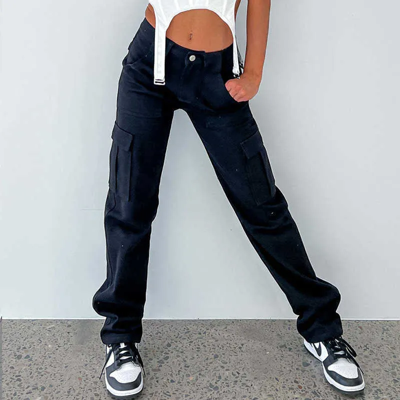 Vintage Cargo Pants Baggy Jeans Women Fashion 90s Streetwear
