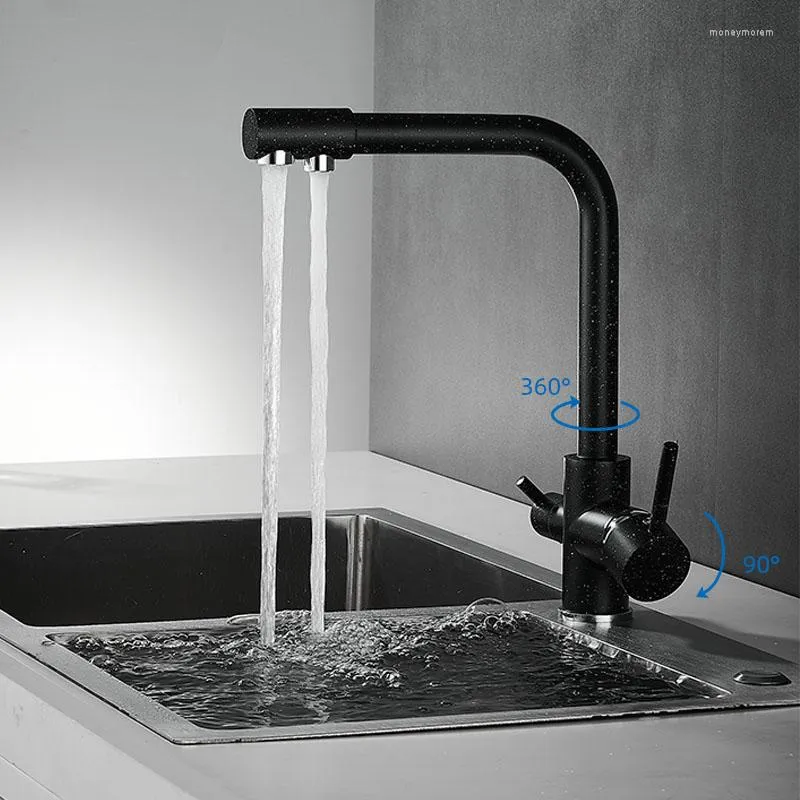 Kökskranar Black Sink Faucet Mixer 360 graders roterande rena handtag Handbassäng