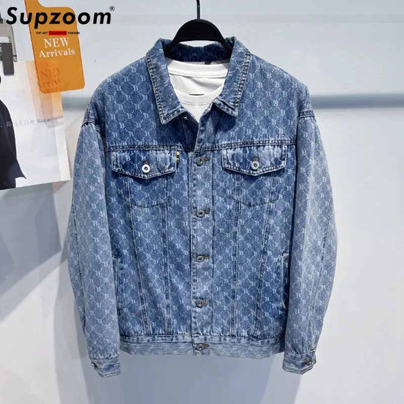 Mensjackor Supzoom ARRIVAL TOP Fashion Autumn and Winter Loose Full Print Warm Cotton Fashionable Cotton Padded Denim Jacket Men Coat 230731