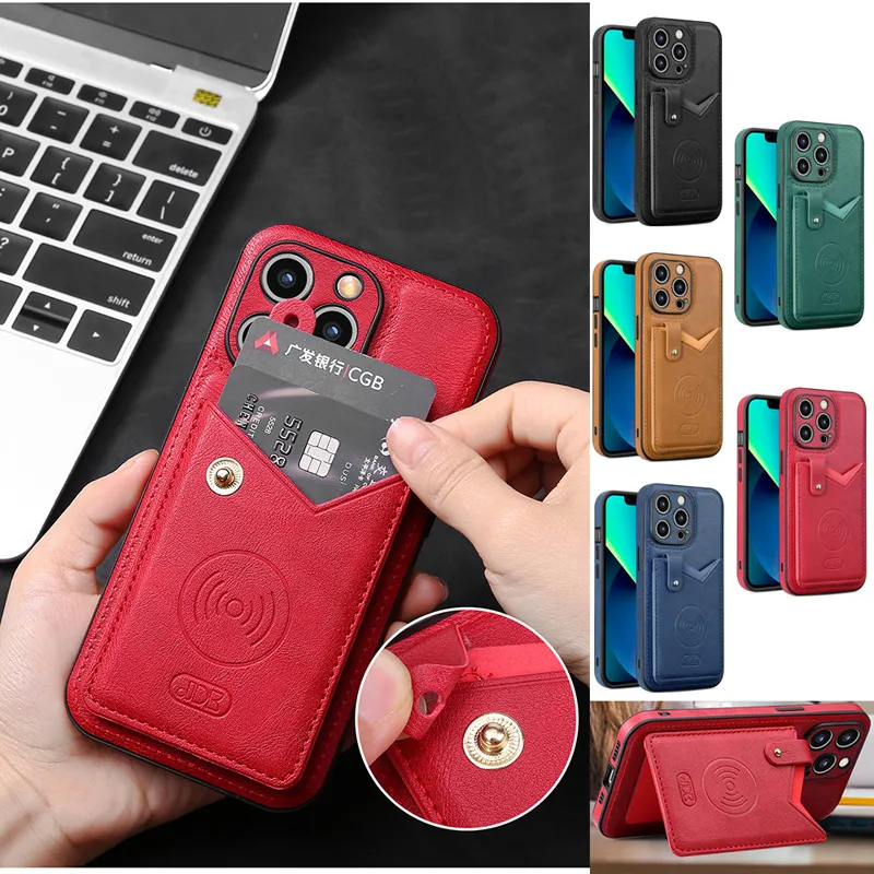 PU Leather Wallet Work With Megnetic Car Mount Holder Cases Flip Card Pocket Stand Shockproof Cover For iPhone 14 Pro Max 13 12 11 X XR XS 8 7 Plus Samsung S22 S23 Ultra