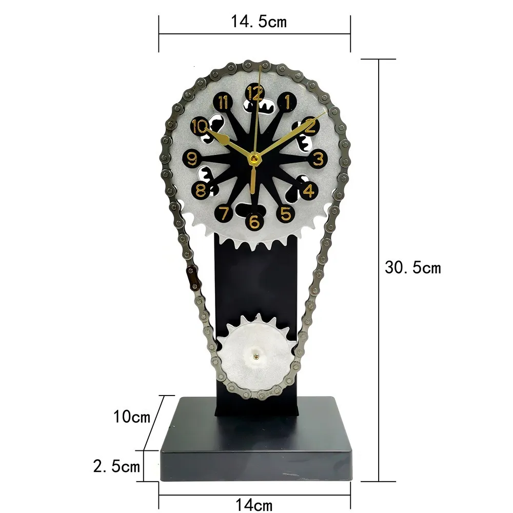 Relógios de Mesa de Mesa Estilo Mecânico Europeu Engrenagem de Metal Relógio de Parede Ponteiro Artístico Quartzo Relógio Bar Restaurante Criativo Decorativo 230731