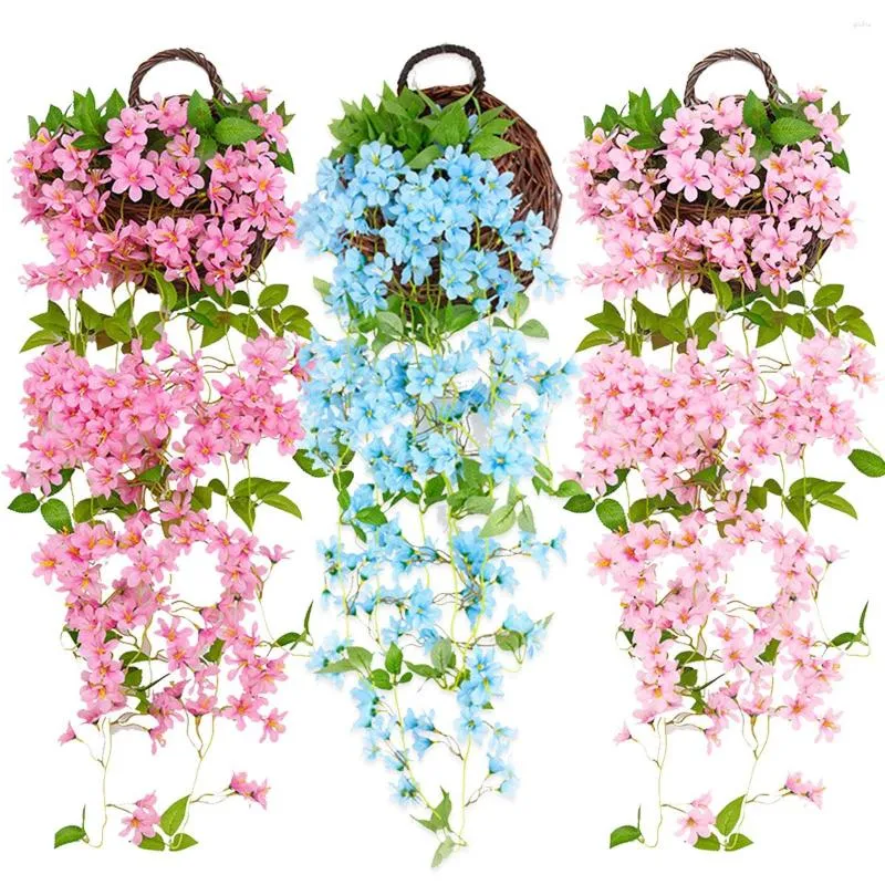 Fleurs décoratives Artificielle Faux Fleur Vignes Plante De Simulation Pour La Maison En Plein Air Jardin Mur Clôture Bricolage Fête De Mariage Paniers Suspendus Décor