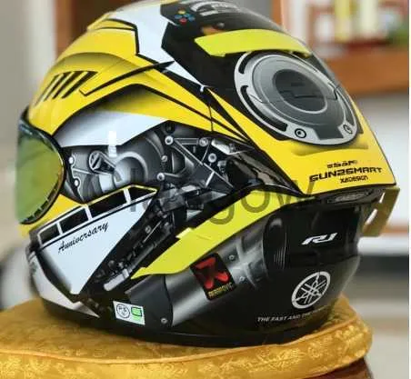 オートバイヘルメットフルフェイスレーシングABS Yellow 2024 R1記念版