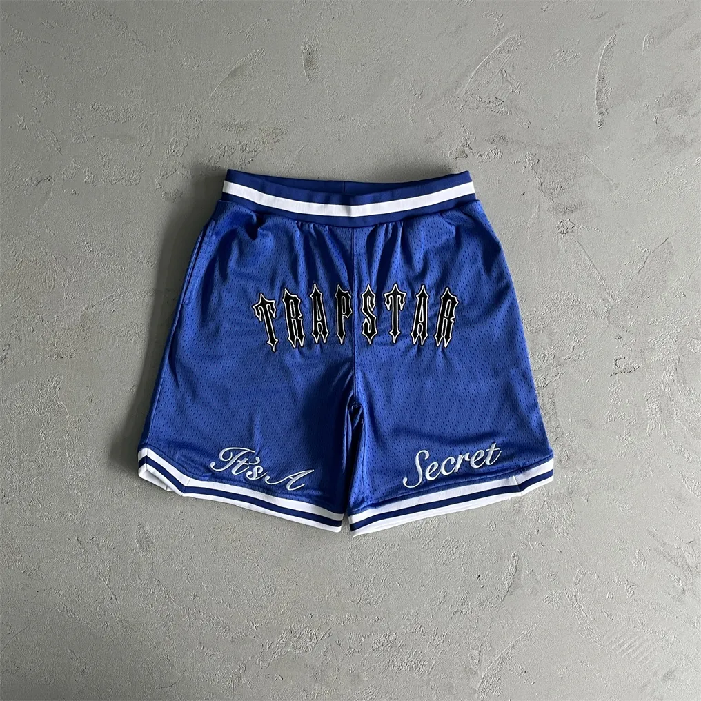 Trapstar Ts Mesh Summer Sports Shorts Quick-drying Anti-wrinkle High-quality Embroidery Waist Drawstring Design Ball Pants