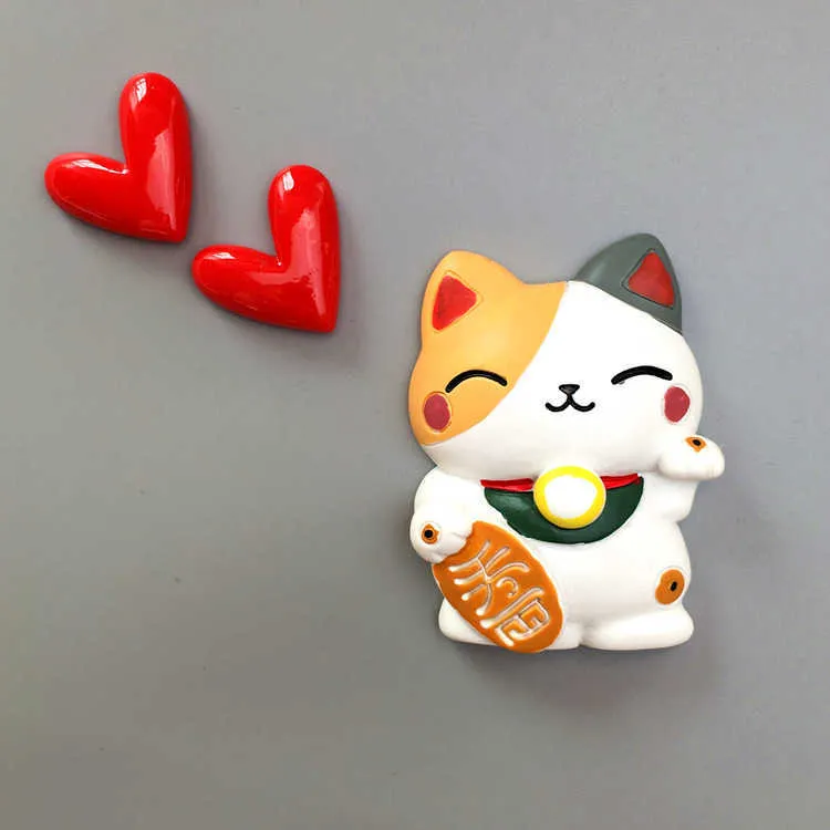Magnete Frigorifero 3D Lucky Cat Giapponese - Portafortuna In Resina Fatta A Mano, Souvenir Viaggio, Decorazione Casa E Cucina, 6x5 Cm