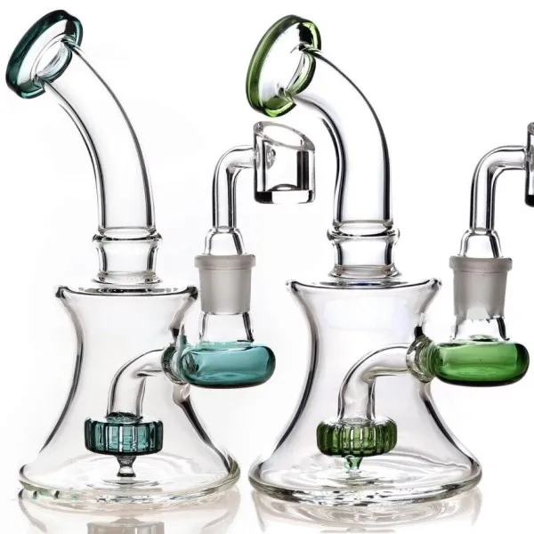 Neue Ankunft 7 Zoll große Cartoon MINI Aufkleber Glas Wasser Bongs 14,4 MM Banger Reifen Recyler Glas Bongs Rauchen Wasserpfeife