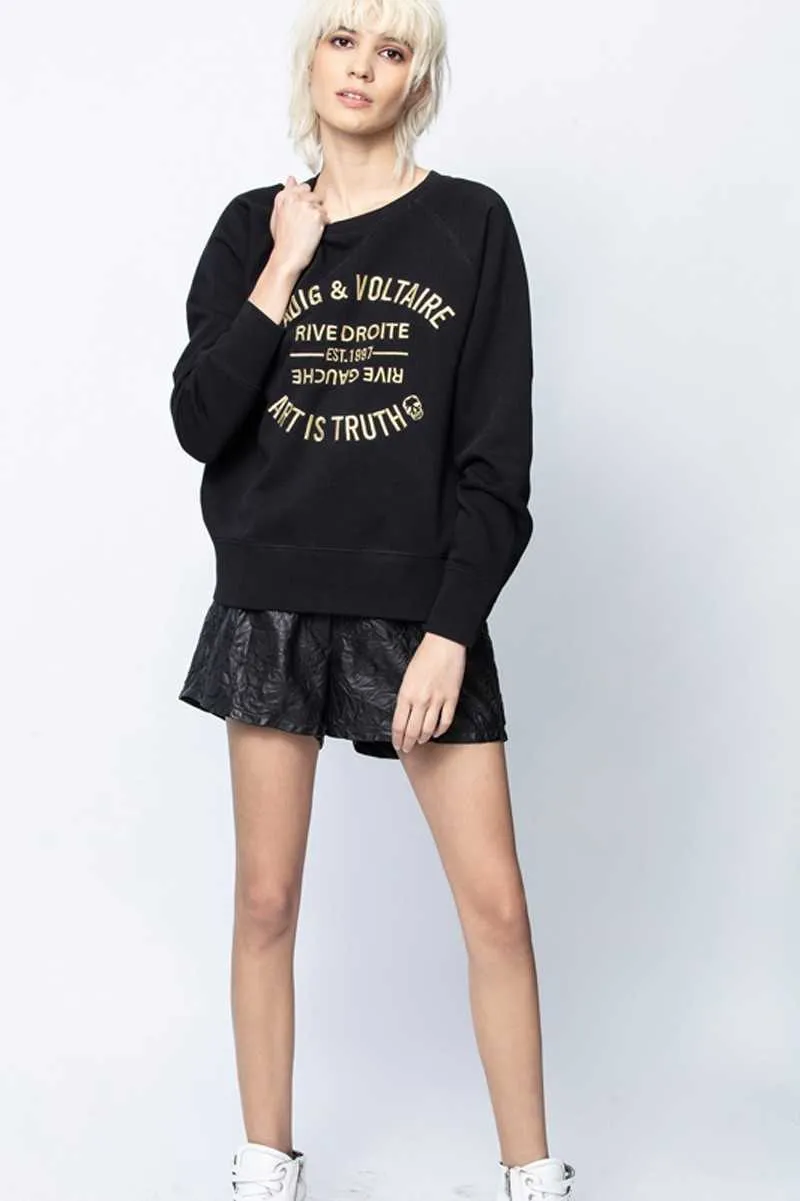 Zadig Voltaire Designer Pure Cotton Sweatshirt Classic Letter