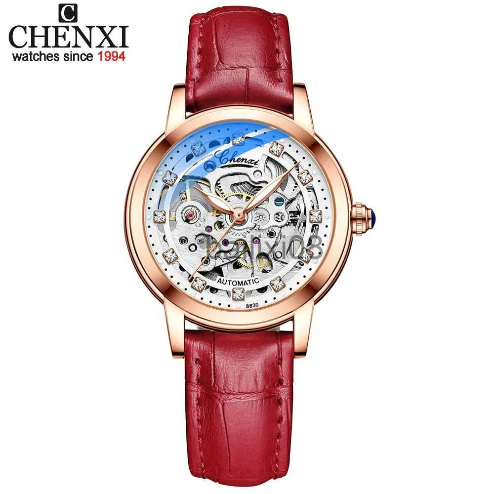 Other Watches CHENXI Automatic Mechanical Women's Watch Luxury Waterproof Quartz Ladies Skeleton Tourbillon Wristwatches Relogio Feminino J230728