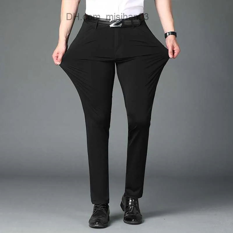 Pantalones De Hombre Pantalones Finos De Verano Para Hombre Con Seda De Leche Elastica Nuevo Trabajo De Negocios Pantalones Casuales De Seda De Hielo Para Hombre Pantalones Casuales De Hombre Pantalon...