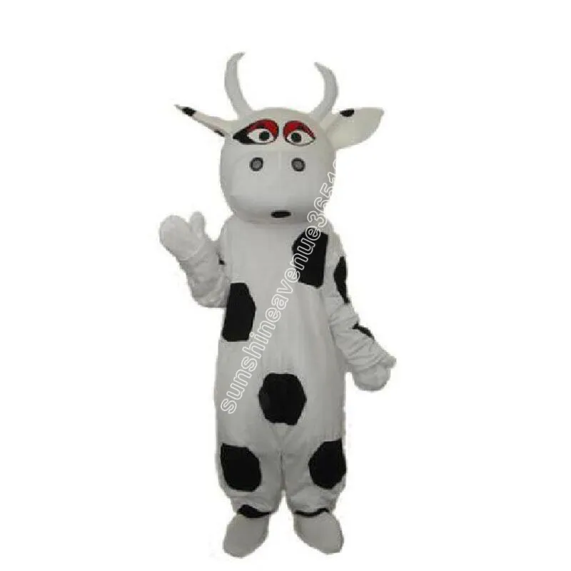 Professional Big Black Dot Cow Mascot Costume Top Cartoon Anime Theme Character Carnival Unisex vuxna storlek Jul födelsedagsfest utomhus outfit kostym