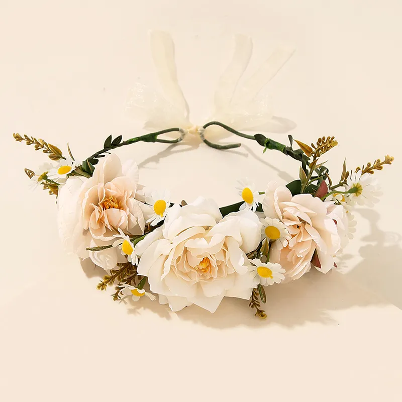 Boho Floral Lagu Tiara Farel Headband With Big Daisy Diadem