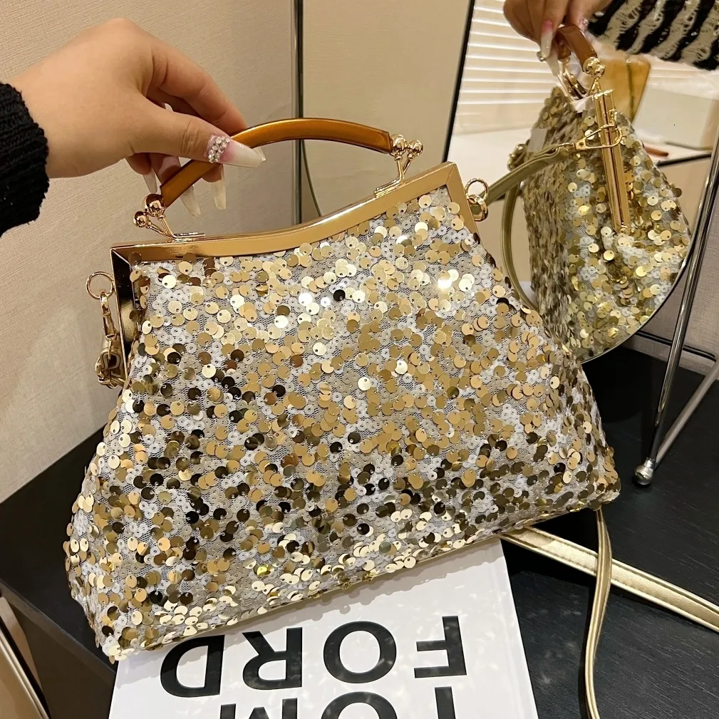 Evening Bags Bling Sequined Shoulder Bag Women 2023 Luxury Designer Handbag Purse Fashion Tote Party 230731