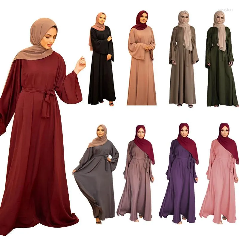 Ethnische Kleidung mäßig schöne muslimische islamische Robe Temberament Ladies Mädchen Solid Trompetenhülle Gebetskleidung ohne Hijab