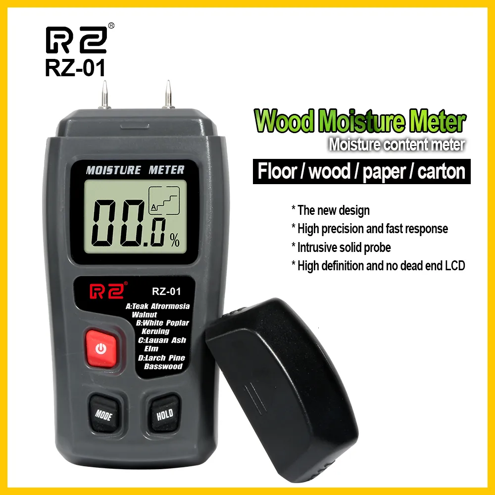 Fuktmätare RZ Trä fuktmätare Hygrometer Timber Damp Detector Tree Density Digital träfuktighetstestare 230731