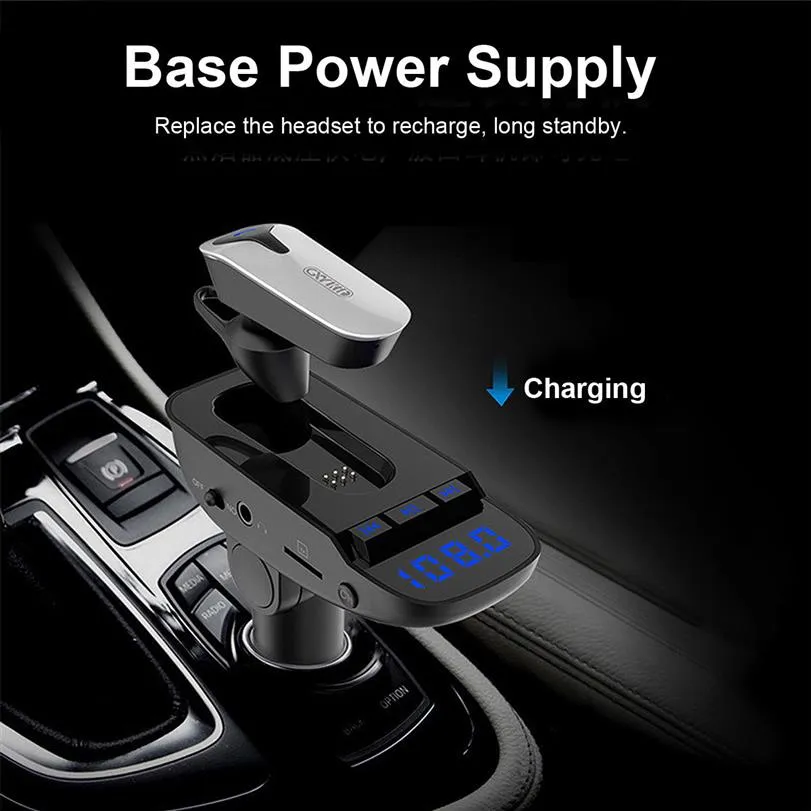 ER9 Car MP3 Player Bluetooth Headset 2 In 1 FM Transmitter Bluetooth Hands- Speakerphone Line Audio Input for All Smartphones295A