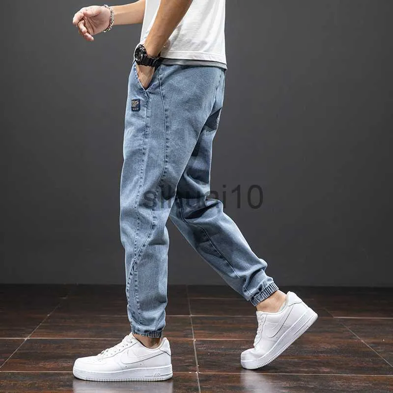 Erkekler Kot Bahar Yaz siyah mavi kargo kot pantolon erkek sokak kıyafeti denim jogger pantolon erkekler baggy harem jean pantolon artı 6xl 7xl 8xl j230728