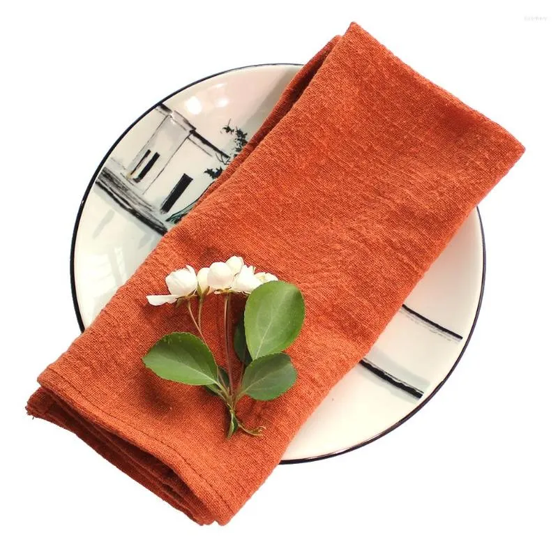 Serviette De Table Caramel Couleur 4 PCS Serviettes En Tissu Gaze Pur Coton À La Main Art Serviette Rustique Pays De Mariage De Pâques Ramadan Décoration