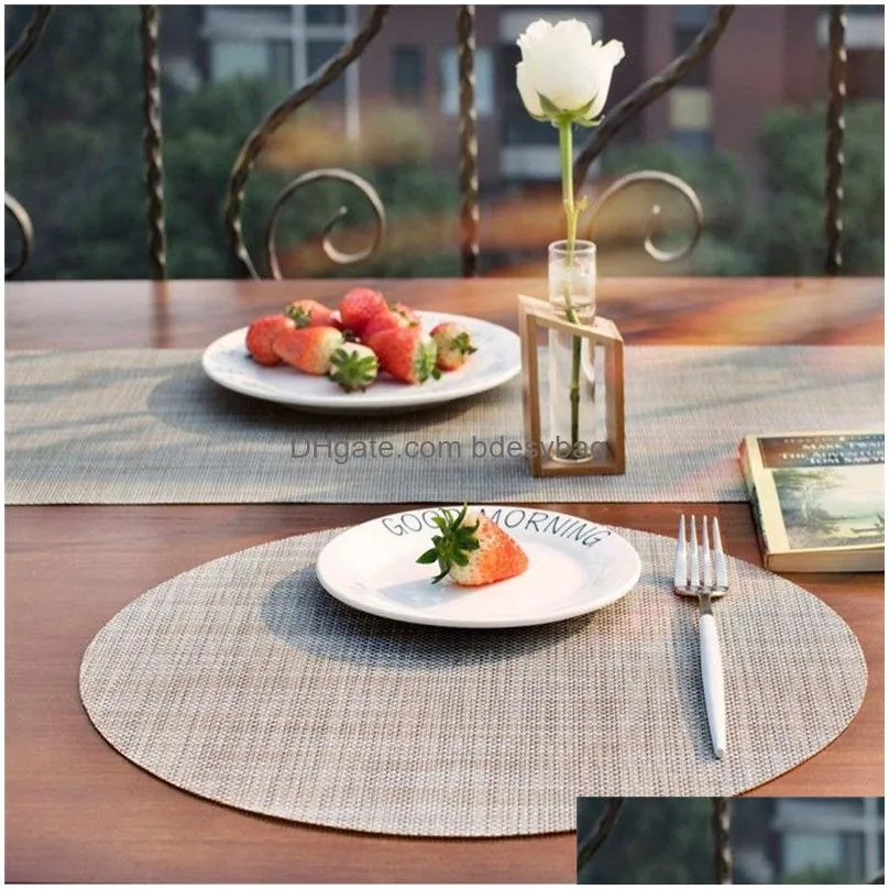 plastic pvc dining table mat round table placemats heat insulation non-slip placemat dish bowl tableware pads