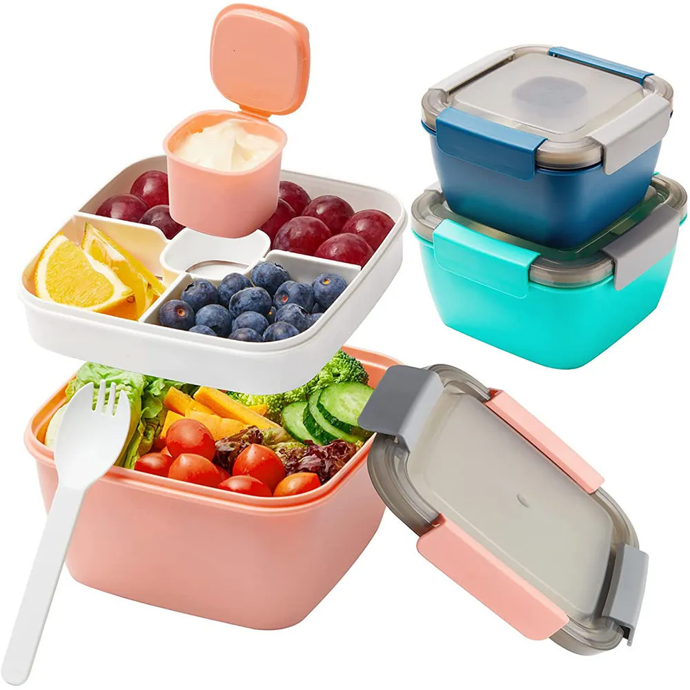 Lunch Boxes Bento Box Salad For With Compartments Kawaii Women Microwave Portable Food Plastic Container School Tableware Picnic Set 230731
