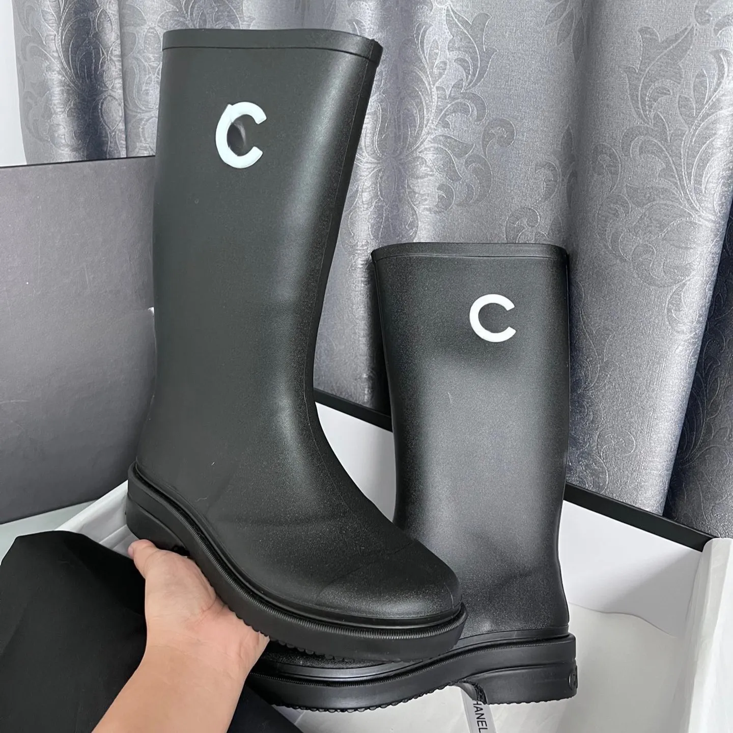 Chunky heel rain boots cheap