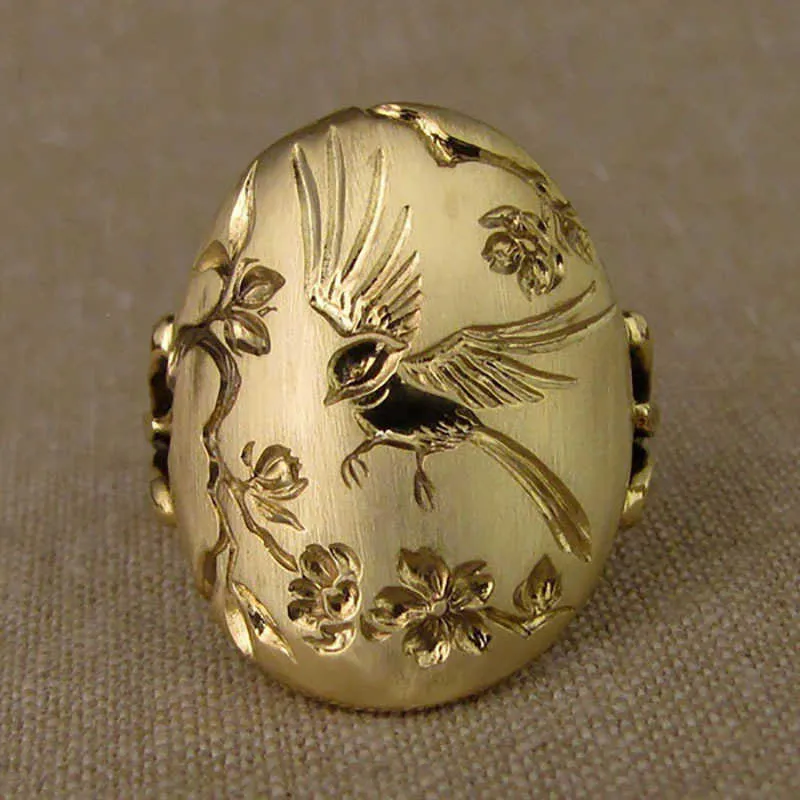 30/pcs Jewelry New Iris laevigata Ring Flower Bird Lady Flower Ring Gift Gift Jewelry Wholesale