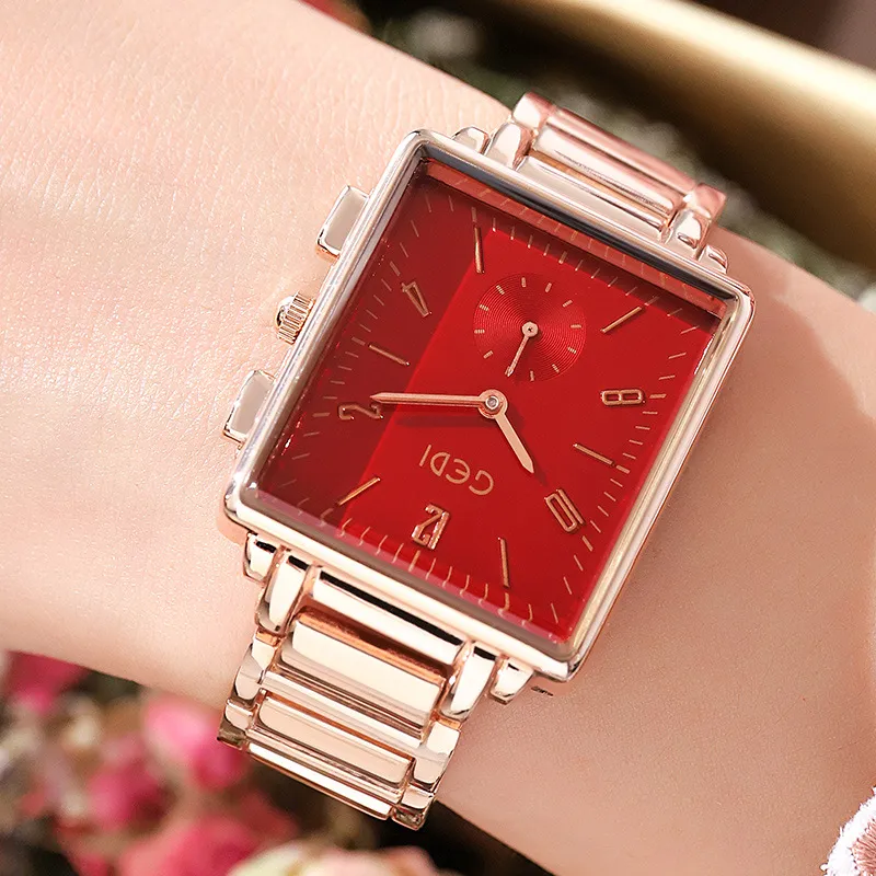 Montres pour femmes montres de luxe de haute qualité Casual designer étanche quartz-batterie Rectangle montre en acier inoxydable
