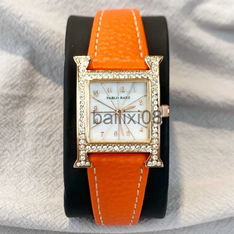 Inne zegarki Pablo Raez Specjalny luksusowy zegarek Wysokiej jakości Diamentowy Skórzany Skórzany Lady Dress Orange Jewelry Women Wristwatches Styl mody J230728