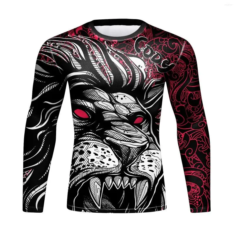 Camisetas Masculinas CODY LUNDIN Novel Pattern MMA Grappling Rash Guard Manga Comprida Compression Workout Animal Sublimation Print Tops